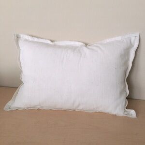 Vintage 70s White Linen Blend Decorative Throw Pillow Striated Fabric | 25” Wide